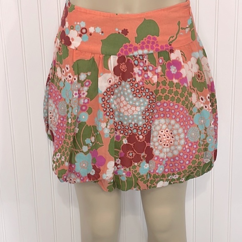 Tibi Silk Cotton Floral Bubble Mini Skirt Size 2